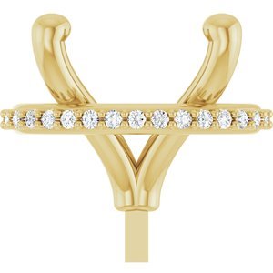14K Geelgoud 11x9 mm Ovaal .07 CTW Natuurlijke Diamant Semi-Gezet Zetkop met stift