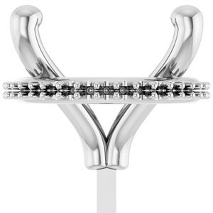 14K Witgoud 12x10 mm Ovaal 4-Prong Hidden Halo-stijl Zetkop met stift - Afbeelding 3