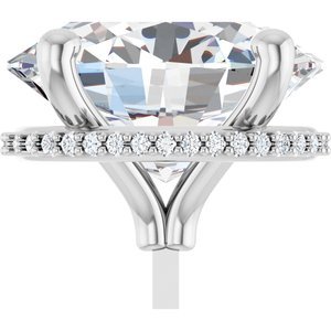 14K Witgoud 12x10 mm Ovaal 4-Prong Hidden Halo-stijl Zetkop met stift - Afbeelding 5
