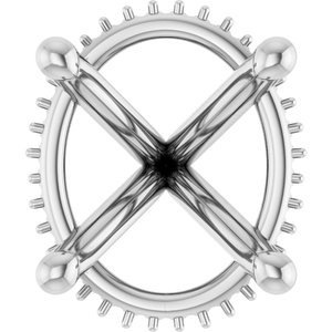 14K Witgoud 12x10 mm Ovaal 4-Prong Hidden Halo-stijl Zetkop met stift - Afbeelding 2