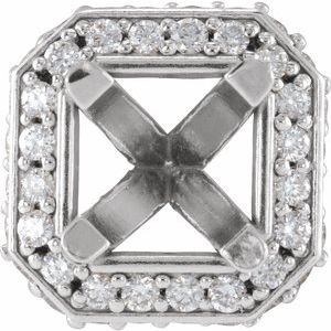 14K Witgoud 5.5 mm Asscher 1/3 CTW Natuurlijke Diamant Semi-Gezet Zetkop met stift