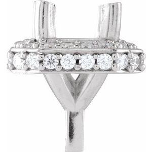14K Witgoud 5.5 mm Asscher 1/3 CTW Natuurlijke Diamant Semi-Gezet Zetkop met stift - Afbeelding 2