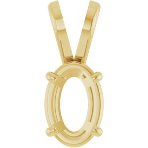 14K Geelgoud 6.5x4.5 mm Ovaal 4-Prong Lichtgewicht Hanger Montuur