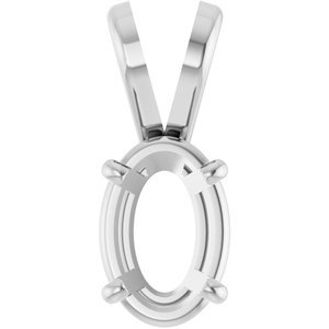 14K Witgoud 6.5x4.5 mm Ovaal 4-Prong Lichtgewicht Hanger Montuur