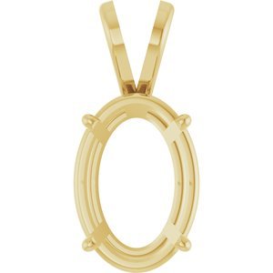 14K Geelgoud 10x7 mm Ovaal 4-Prong Lichtgewicht Hanger Montuur