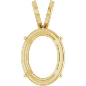 14K Geelgoud 10.5x8 mm Ovaal 4-Prong Lichtgewicht Hanger Montuur