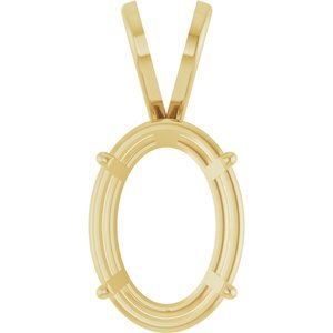 14K Geelgoud 11x8 mm Ovaal 4-Prong Lichtgewicht Hanger Montuur