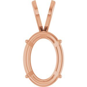 14K Roségoud 11x8 mm Ovaal 4-Prong Lichtgewicht Hanger Montuur