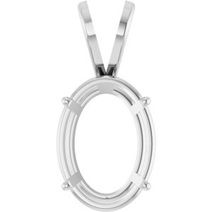 14K Witgoud 11x8 mm Ovaal 4-Prong Lichtgewicht Hanger Montuur
