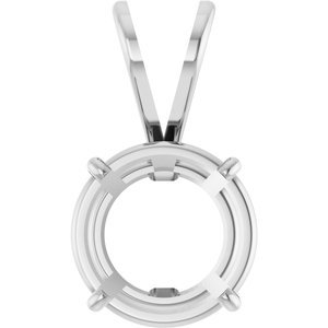 18K Witgoud 8.4 mm Rond 4-Prong Lichtgewicht Hanger Montuur