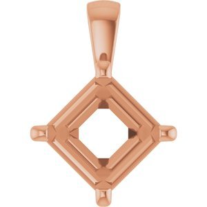 14K Roségoud 7.5 mm Princess 4-Prong Lichtgewicht Hanger Montuur