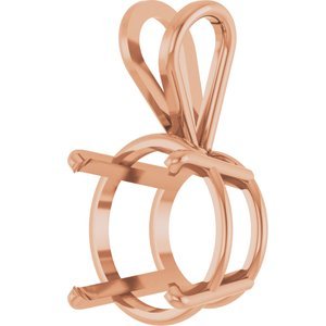14K Roségoud 9.5 mm Rond 4-Prong Lichtgewicht Hanger Montuur - Afbeelding 2