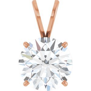 14K Roségoud 9.5 mm Rond 4-Prong Lichtgewicht Hanger Montuur - Afbeelding 5
