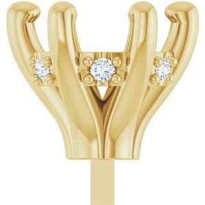14K Geelgoud 6.5 mm Rond .03 CTW Natuurlijke Diamant Semi-Gezet 6-Prong Zetkop met stift