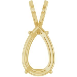 14K Geelgoud 11x7 mm Peer 4-Prong Hanger Montuur