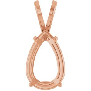 14K Roségoud 11x7 mm Peer 4-Prong Hanger Montuur