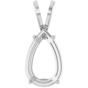 14K Witgoud 11x7 mm Peer 4-Prong Hanger Montuur