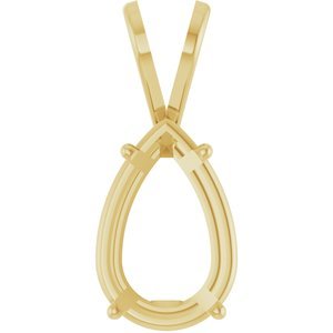 14K Geelgoud 11.5x7.5 mm Peer 4-Prong Hanger Montuur