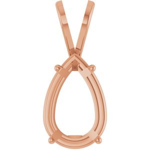 14K Roségoud 11.5x7.5 mm Peer 4-Prong Hanger Montuur