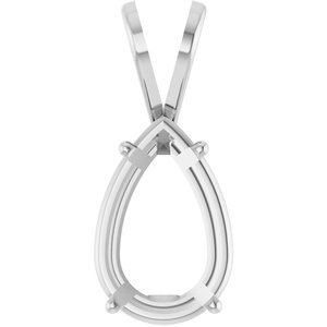 14K Witgoud 11.5x7.5 mm Peer 4-Prong Hanger Montuur