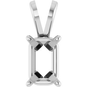 14K Witgoud 6.5x4.5 mm Emerald Lichtgewicht Hanger Montuur