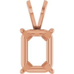 18K Roségoud 9.5x7 mm Emerald Lichtgewicht Hanger Montuur
