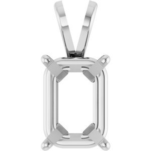 14K Witgoud 8.5x6 mm Emerald Lichtgewicht Hanger Montuur