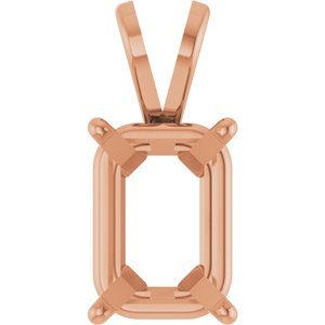 18K Roségoud 8.5x6 mm Emerald Lichtgewicht Hanger Montuur