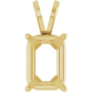 14K Geelgoud 8.5x6 mm Emerald Lichtgewicht Hanger Montuur