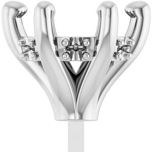 14K Witgoud 7.4 mm Rond 6-Prong Hidden Halo Zetkop met stift