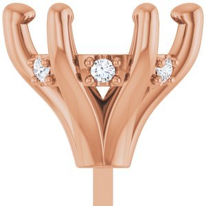 14K Roségoud 8.2 mm Rond .05 CTW Natuurlijke Diamant Semi-Gezet 6-Prong Zetkop met stift