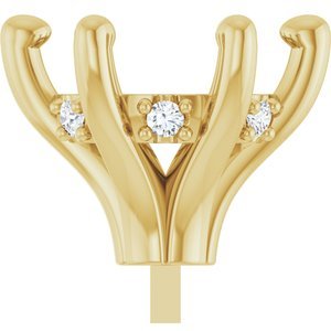 14K Geelgoud 9 mm Rond .05 CTW Natuurlijke Diamant Semi-Gezet 6-Prong Zetkop met stift