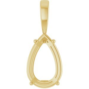 14K Geelgoud 11x7 mm Peer Chaton Hanger Montuur