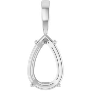 14K Witgoud 11x7 mm Peer Chaton Hanger Montuur