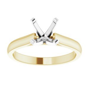 14K Geel/Witgoud 10.7 mm Rond Solitair Verlovings Ring Montuur