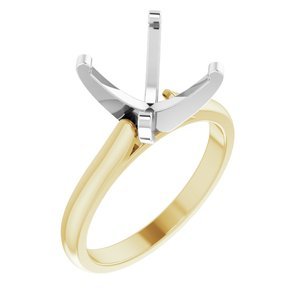 14K Geel/Witgoud 10 mm Rond Solitair Verlovings Ring Montuur