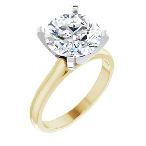 14K Geel/Witgoud 10 mm Rond Solitair Verlovings Ring Montuur - Afbeelding 5