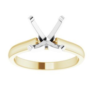14K Geel/Witgoud 9 mm Rond Solitair Verlovings Ring Montuur