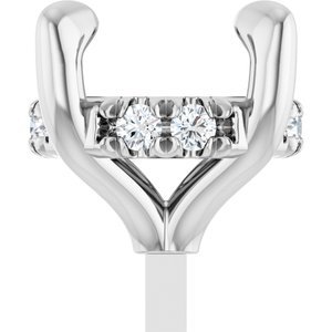 14K Witgoud 7 mm Rond .05 CTW Natuurlijke Diamant Semi-Gezet Hidden Halo-stijl Zetkop met stift - Afbeelding 3