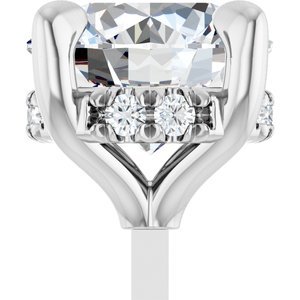 14K Witgoud 7 mm Rond .05 CTW Natuurlijke Diamant Semi-Gezet Hidden Halo-stijl Zetkop met stift - Afbeelding 5