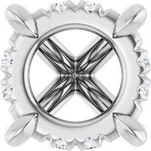14K Witgoud 7 mm Rond .05 CTW Natuurlijke Diamant Semi-Gezet Hidden Halo-stijl Zetkop met stift - Afbeelding 2