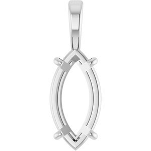 14K Witgoud 12x6 mm Marquise Hanger Montuur