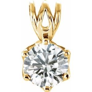 14K Geelgoud 8.5 mm Rond 6-Prong Hanger Montuur - Afbeelding 3