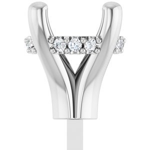 14K Witgoud 5.5x5.5 mm Cushion .03 CTW Natuurlijke Diamant Semi-Gezet Zetkop met stift