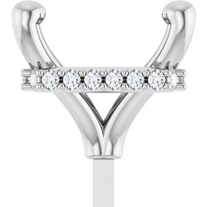 14K Witgoud 6.5 mm Princess .05 CTW Natuurlijke Diamant Semi-Gezet Zetkop met stift