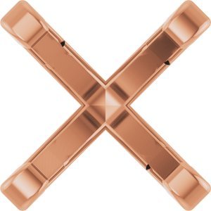 14K Roségoud 5.5x5.5 mm Princess 4-Prong Lage Zetkop met stift - Afbeelding 2