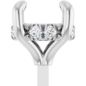 14K Witgoud 6 mm Rond .05 CTW Natuurlijke Diamant Semi-Gezet Hidden Halo-stijl Zetkop met stift - Afbeelding 3