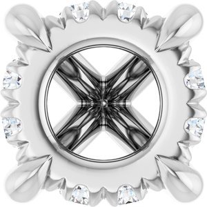 14K Witgoud 6 mm Rond .05 CTW Natuurlijke Diamant Semi-Gezet Hidden Halo-stijl Zetkop met stift - Afbeelding 2