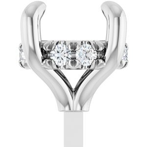 14K Witgoud 6 mm Rond .05 CTW Natuurlijke Diamant Semi-Gezet Hidden Halo-stijl Zetkop met stift