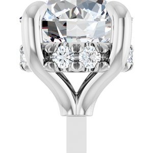 14K Witgoud 6 mm Rond .05 CTW Natuurlijke Diamant Semi-Gezet Hidden Halo-stijl Zetkop met stift - Afbeelding 5